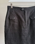 Black Linen Utility Mini Skirt