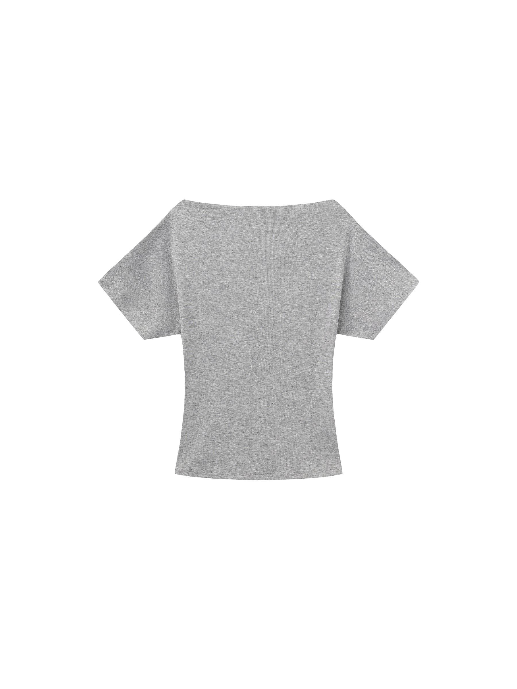 CUBIC - CUBIC Lyocell Blend Off-Shoulder Fitted Top: Gray / UN - Hey Jude