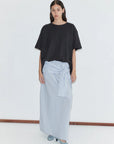 Deiji Studios | Maxi Belt Skirt in Powder Check PRESALE