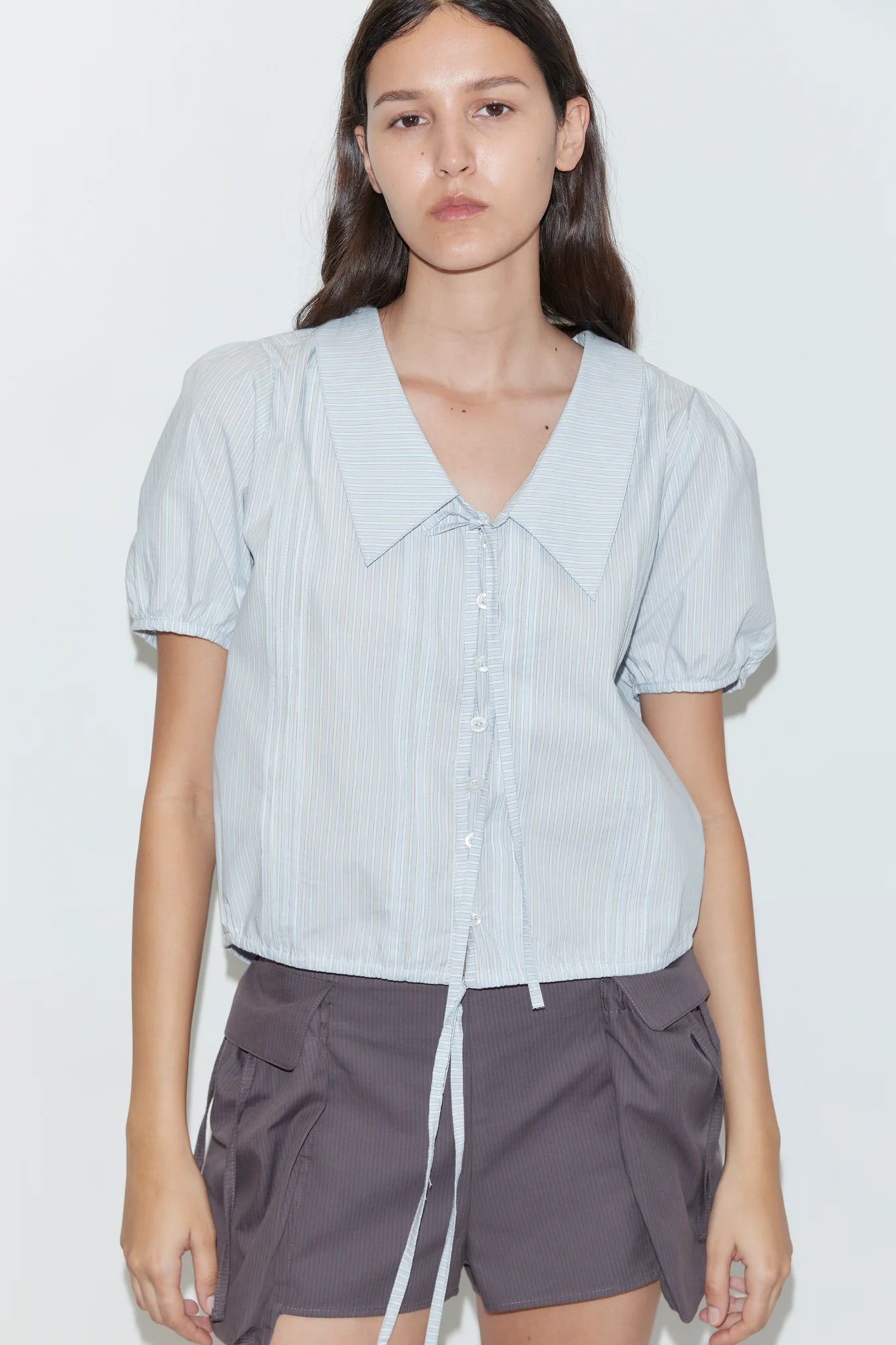 Deiji Studios | Micro Pocket Short in Mulberry Stripe PRESALE