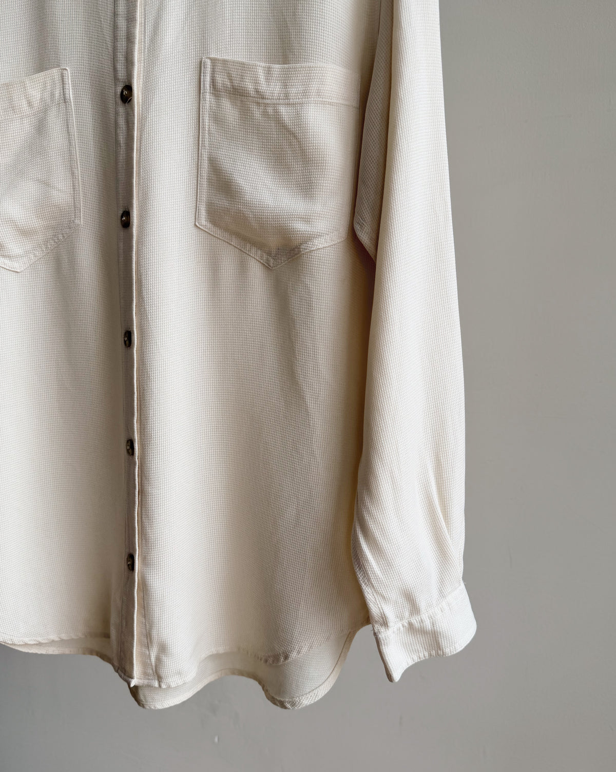 Ivory Silk Micro-Grid Pocket Blouse - Hey Jude