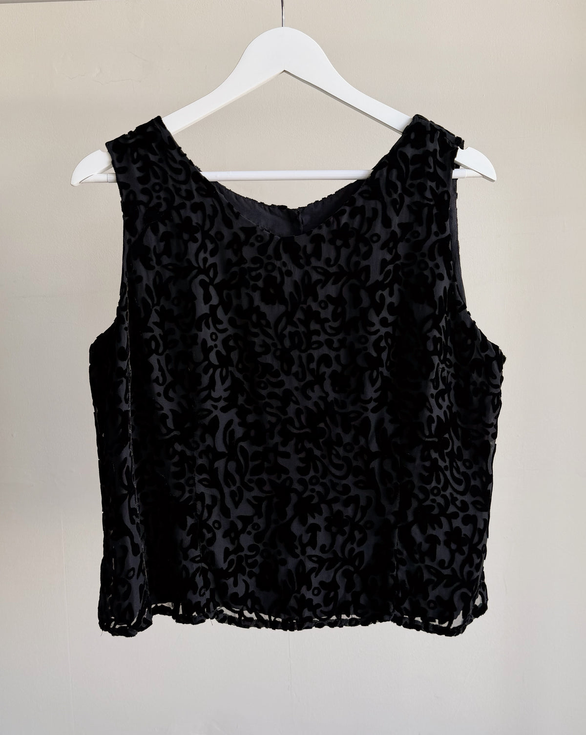 Black Burnout Floral Sleeveless Top