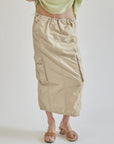 Khaki Parachute Cargo Maxi Skirt - Hey Jude