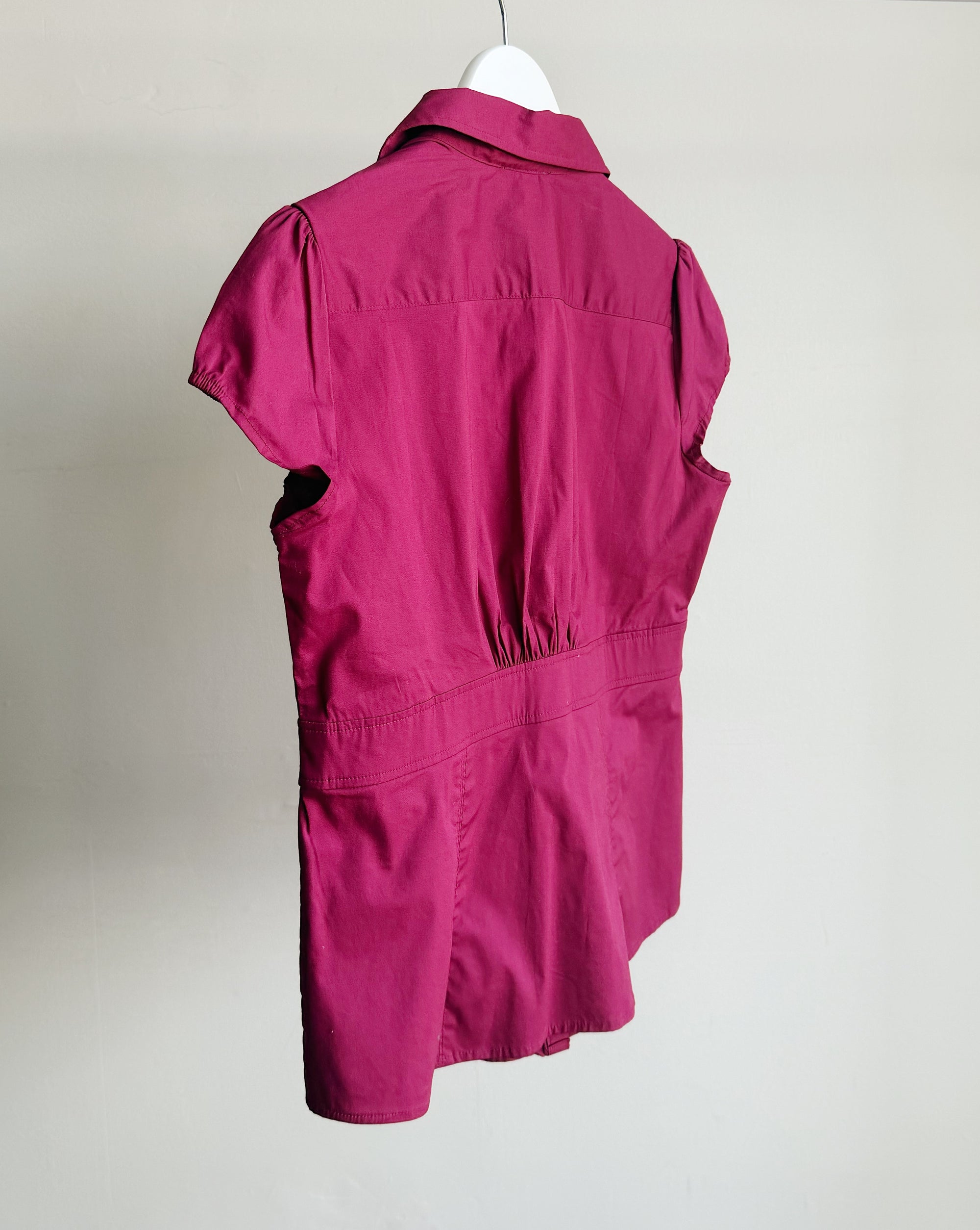 Berry Cotton Puff Sleeve Blouse