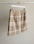 Taupe Plaid Wool Mini Skirt - Hey Jude