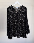 Black Velvet Floral Burnout Button Up