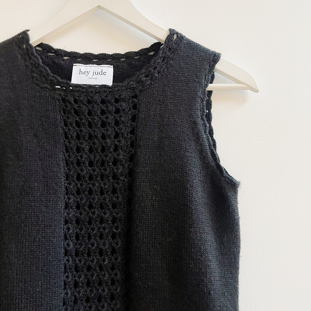 Soot Sleeveless Lattice Knit Top