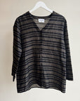Muted Black Stripe Linen Button Up