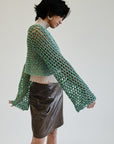 Turquoise Cotton Crochet Knit Pullover - Hey Jude