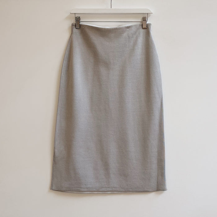 Pewter Ribbed Pencil Skirt