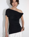 CUBIC - Slim-Fit One-Shoulder T-Shirt: Black / UN - Hey Jude