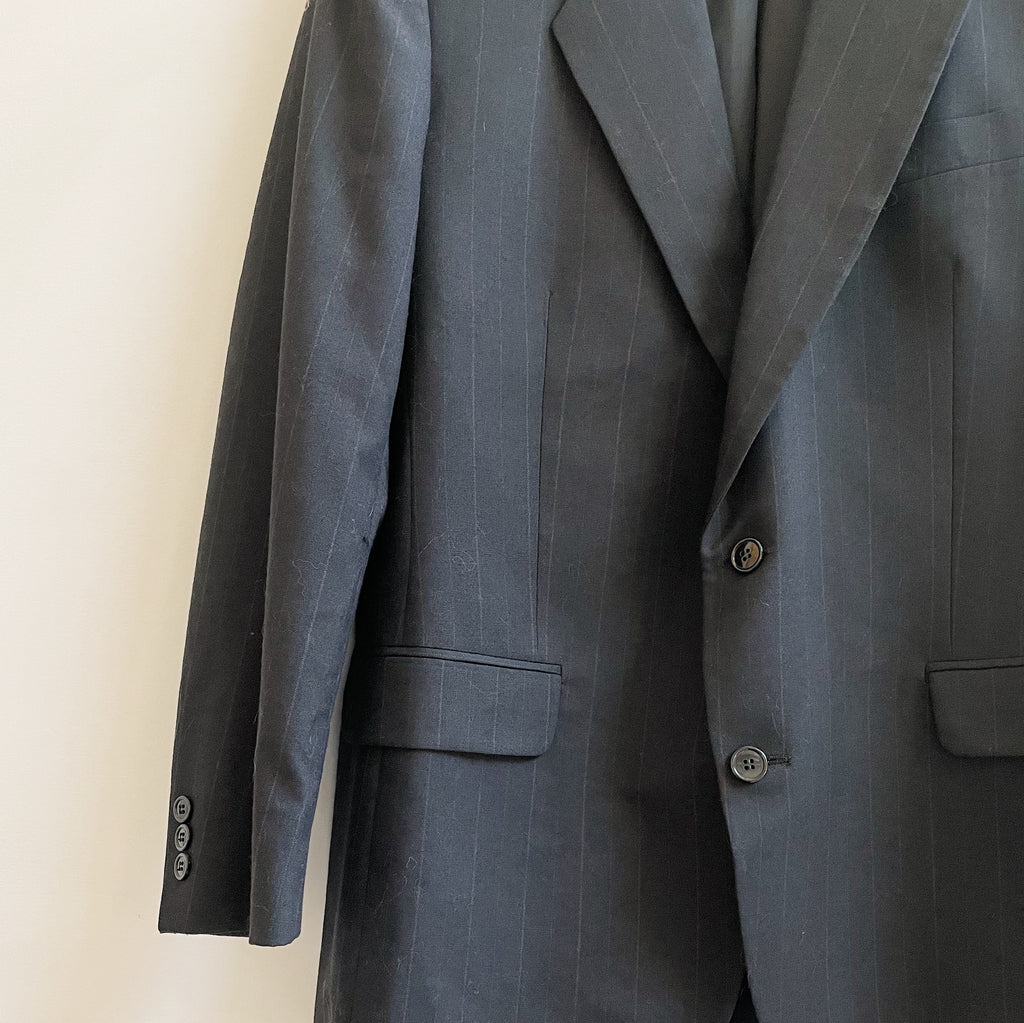 Midnight Pinstripe Wool Blazer