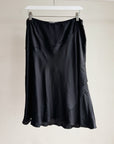 Black Silk Bias Cut Midi Skirt