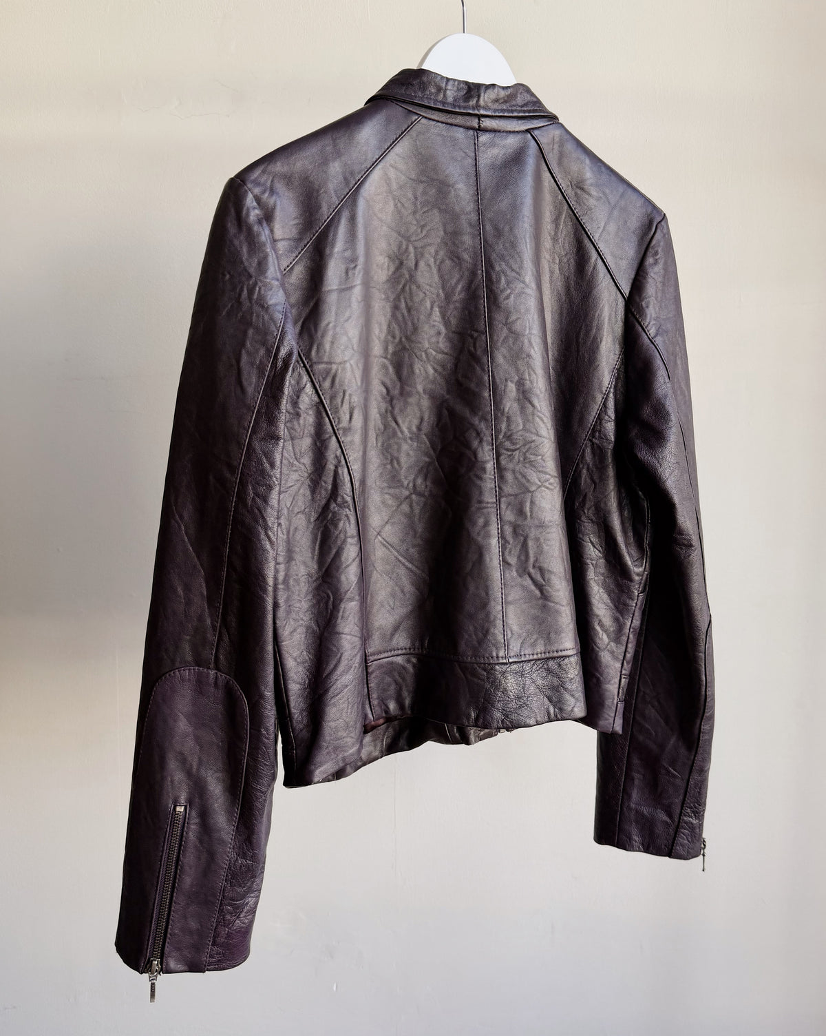Eggplant Leather Utility Jacket