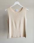 Cream Ribbed Knit Tank