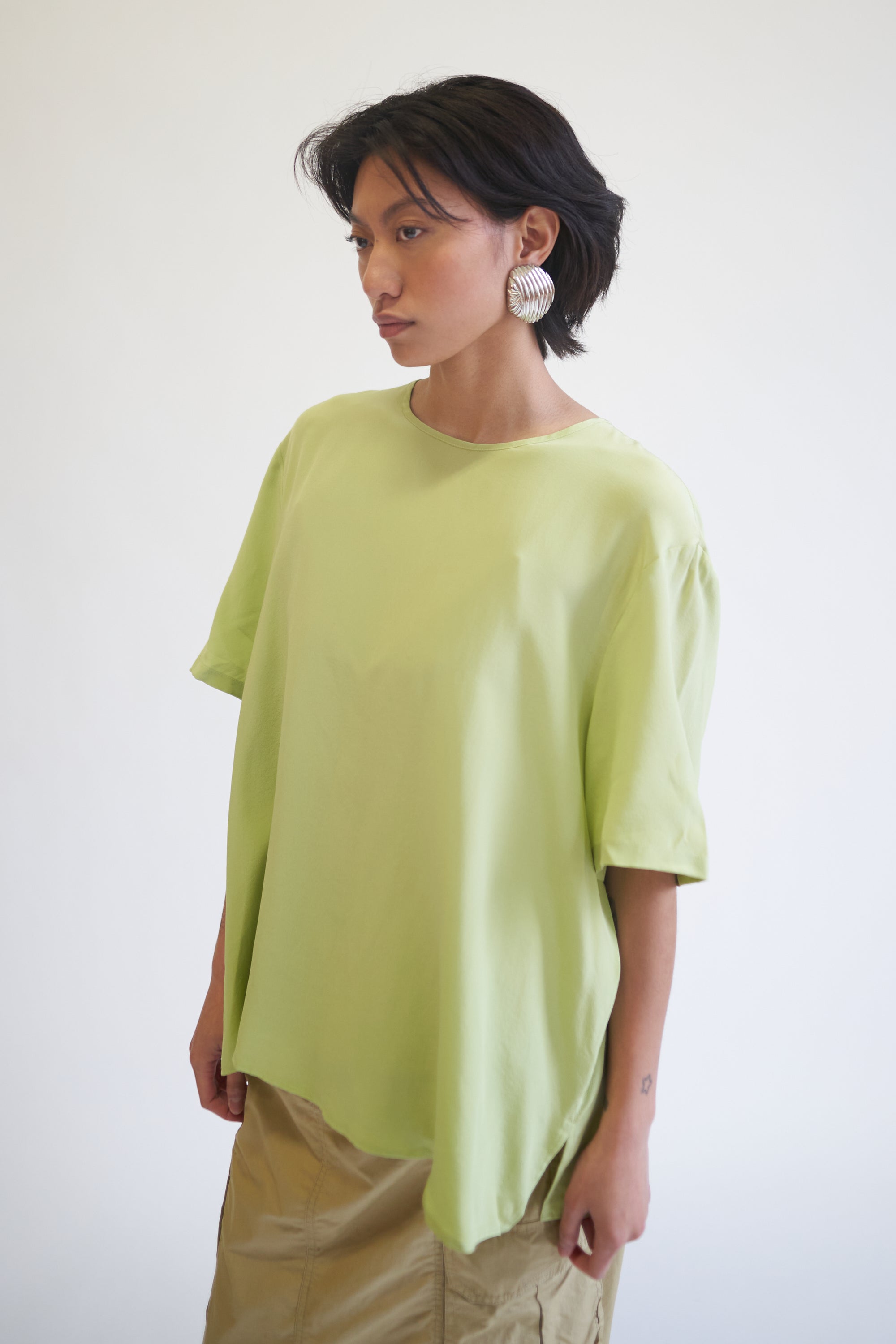 Matcha Silk Boxy Tee - Hey Jude
