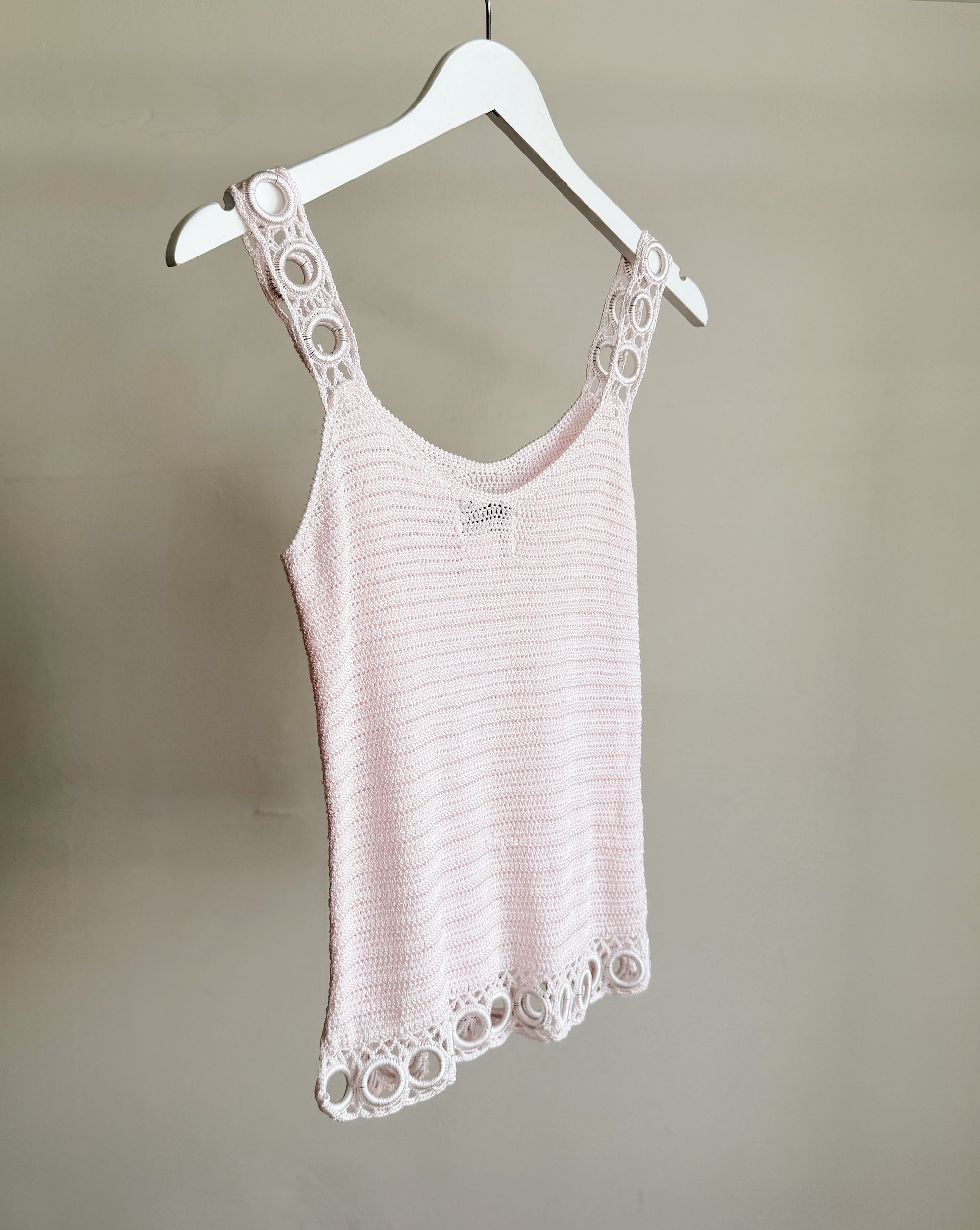 Blush Crochet Trim Knit Tank