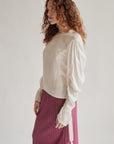 Ivory Draped Silk Tie Blouse