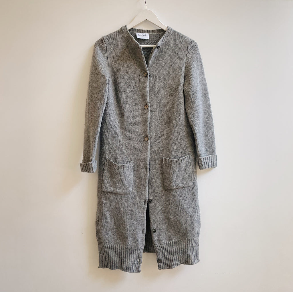 Smoke Lambswool Long Cardigan