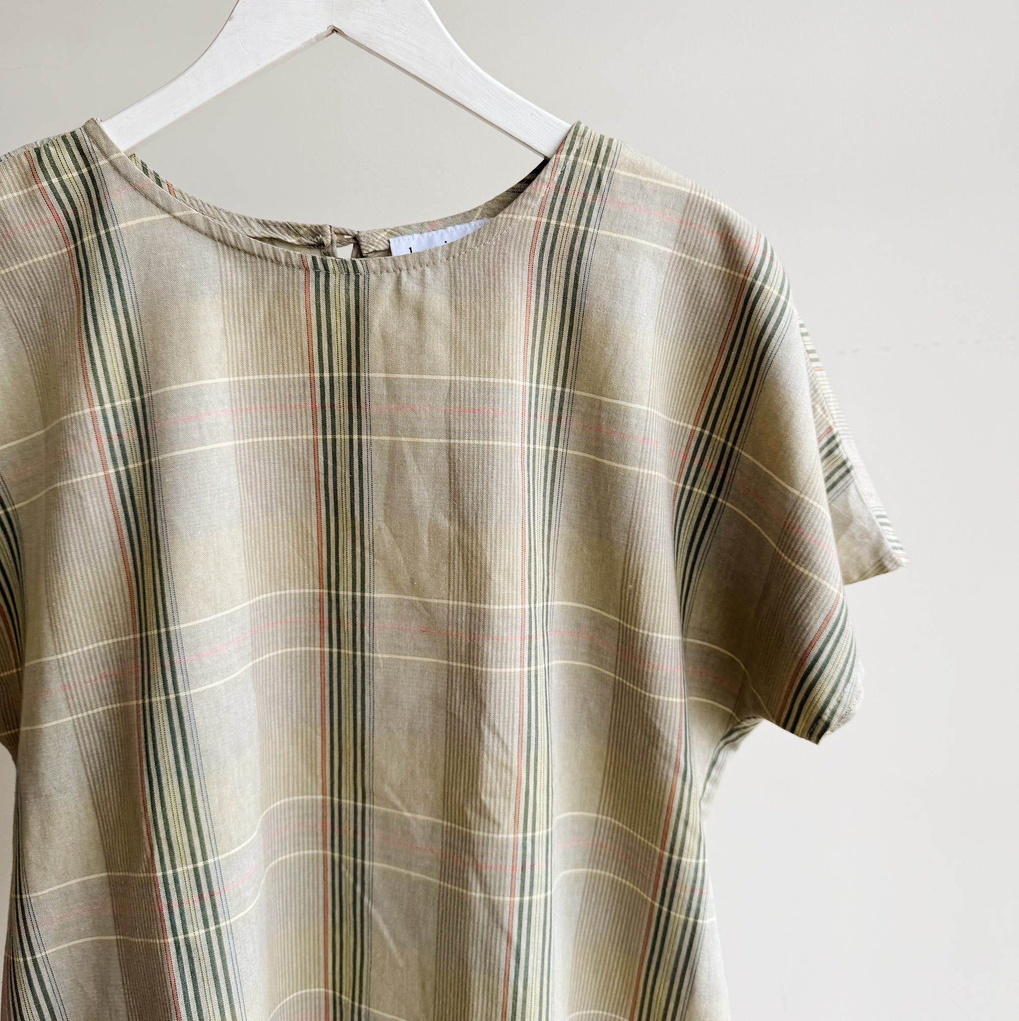 Sage Plaid Short Sleeve Top
