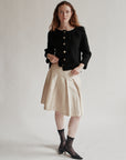 Oyster Silk Pleat Skirt
