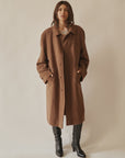 Tobacco Cashmere Belted Slouch Coat