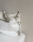 White Multi-Pocket Leather Shoulder Bag