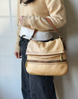 Tan Foldover Leather Shoulder Bag