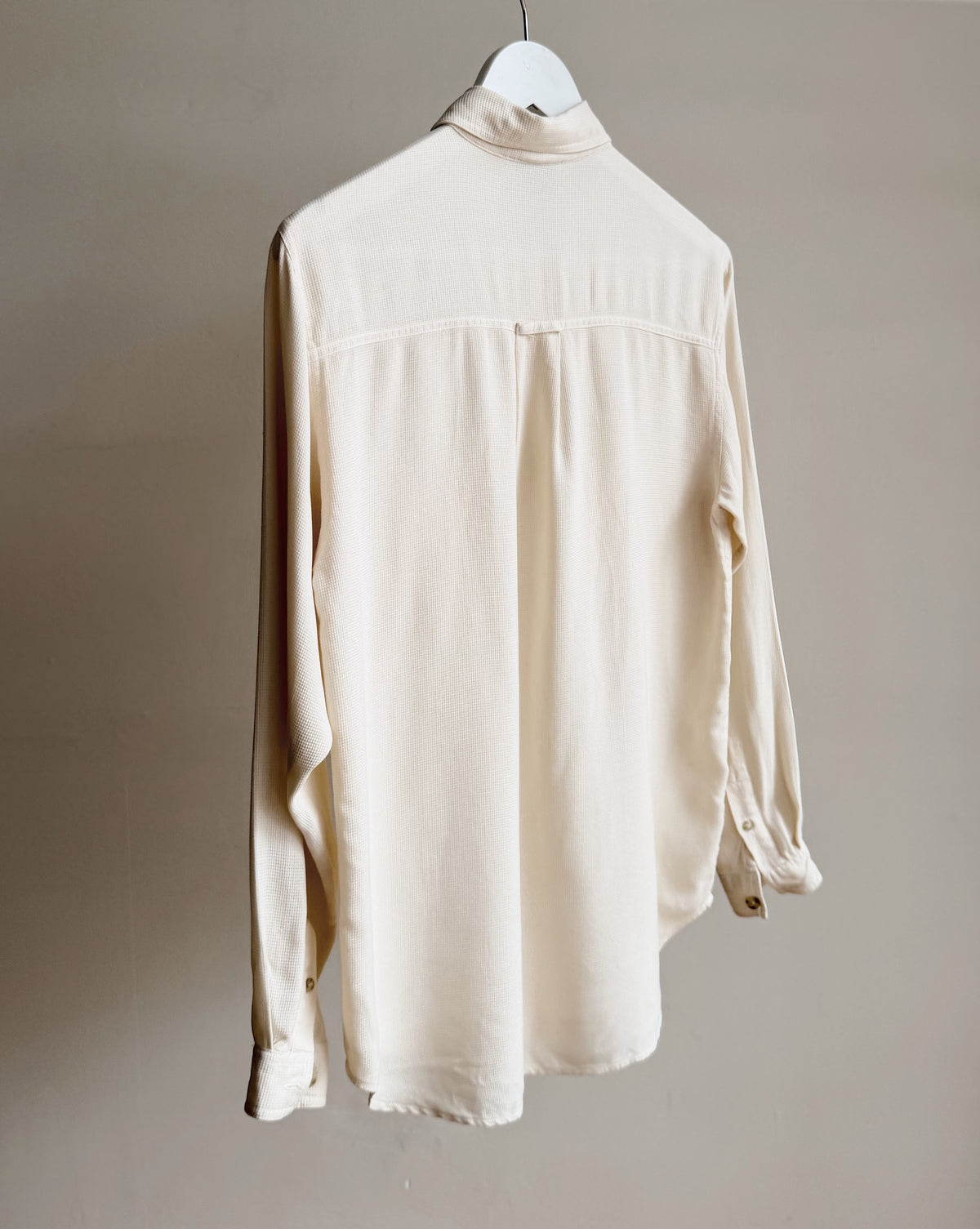 Ivory Silk Micro-Grid Pocket Blouse - Hey Jude