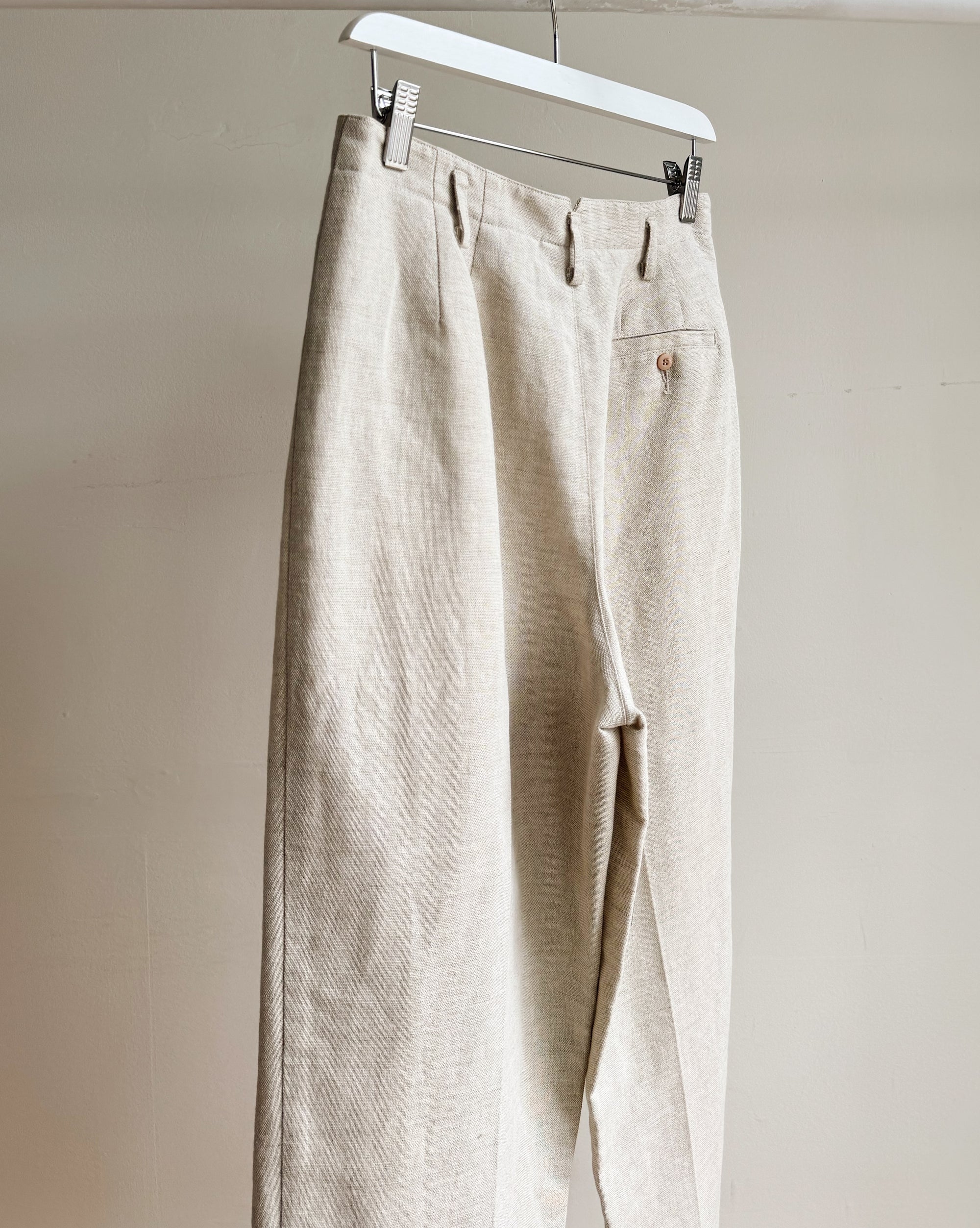 Oat Linen Cuffed Tailored Trousers