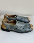 Dusty Blue Perforated Leather Flats | Size 40