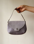 Lilac Croc Embossed Leather Bag