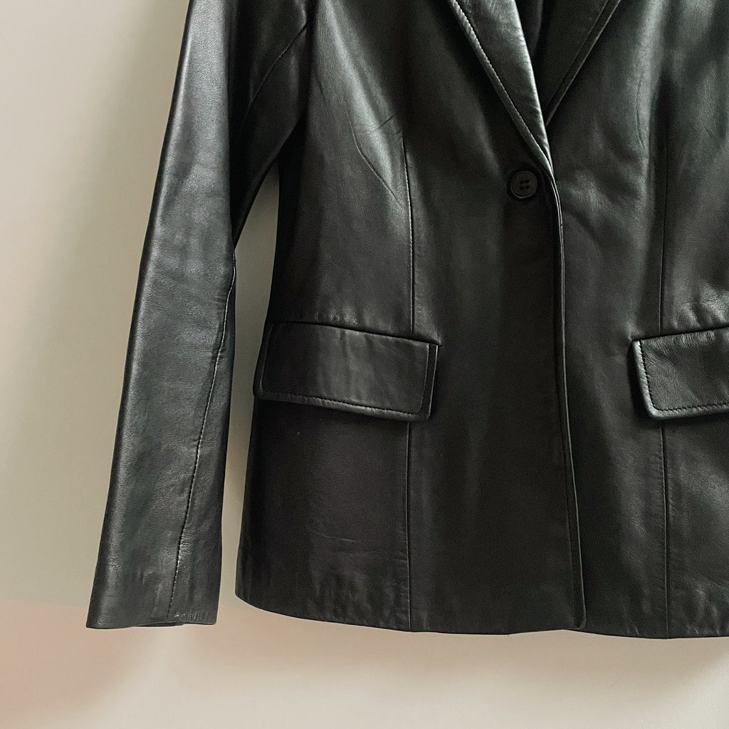 Charcoal Leather Blazer Jacket