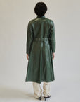 Forest Green Leather Zip Trench Coat - Hey Jude