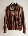 Walnut Leather Bomber Jacket