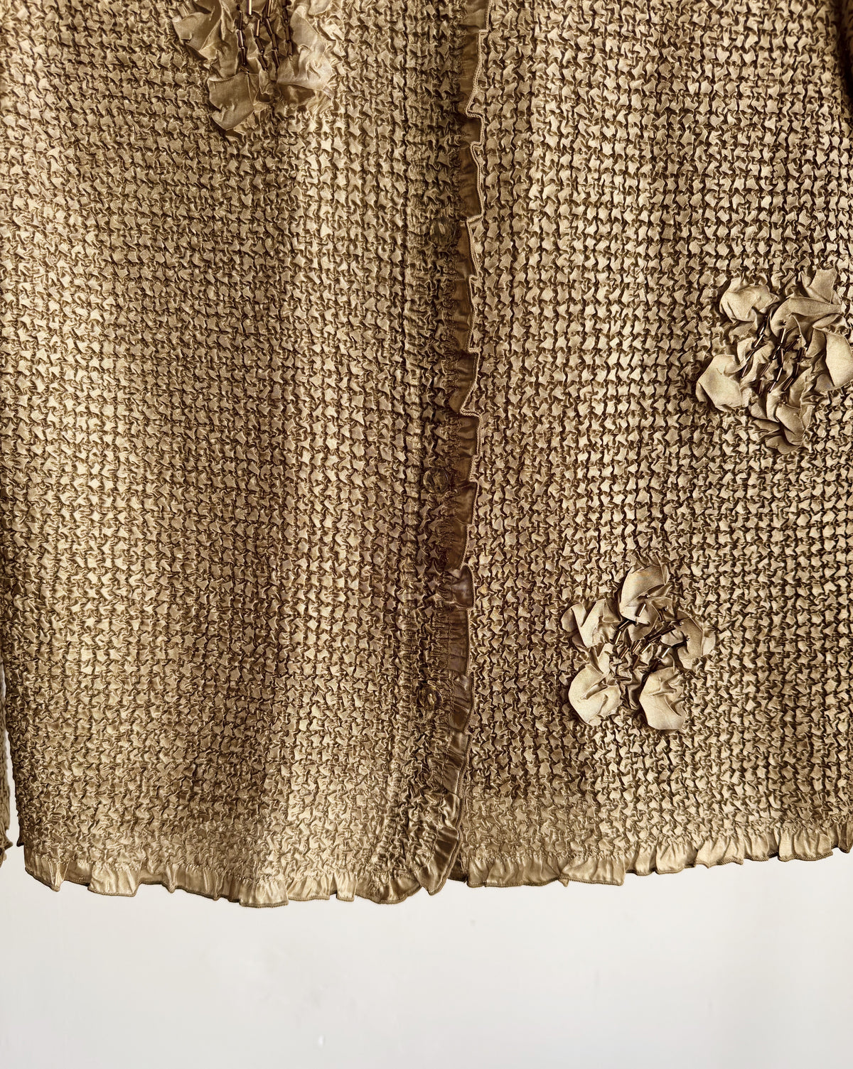 Taupe Crinkle Flower Long Sleeve