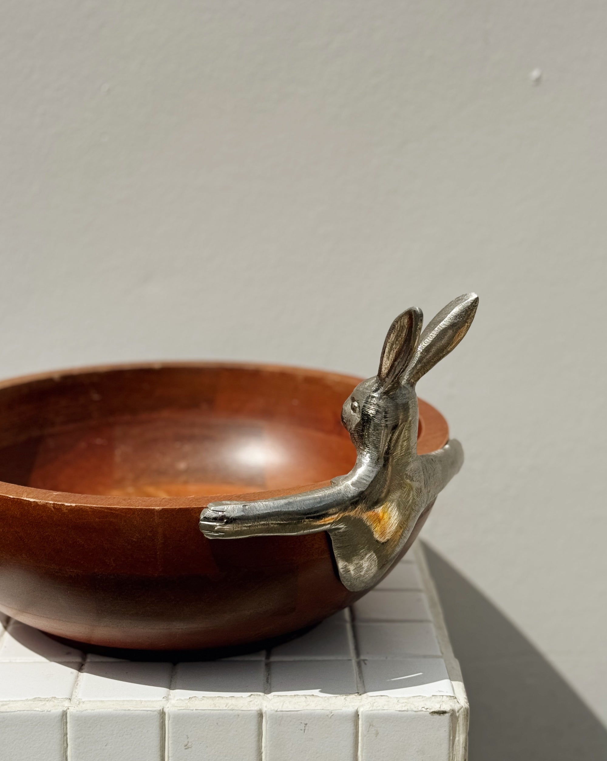 Wooden Bowl with Chrome Hare - Hey Jude