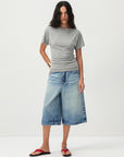 CUBIC - CUBIC Lyocell Blend Off-Shoulder Fitted Top: Gray / UN - Hey Jude
