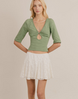 MPAZ STUDIO | Alma Keyhole Top in Apple Green - Hey Jude