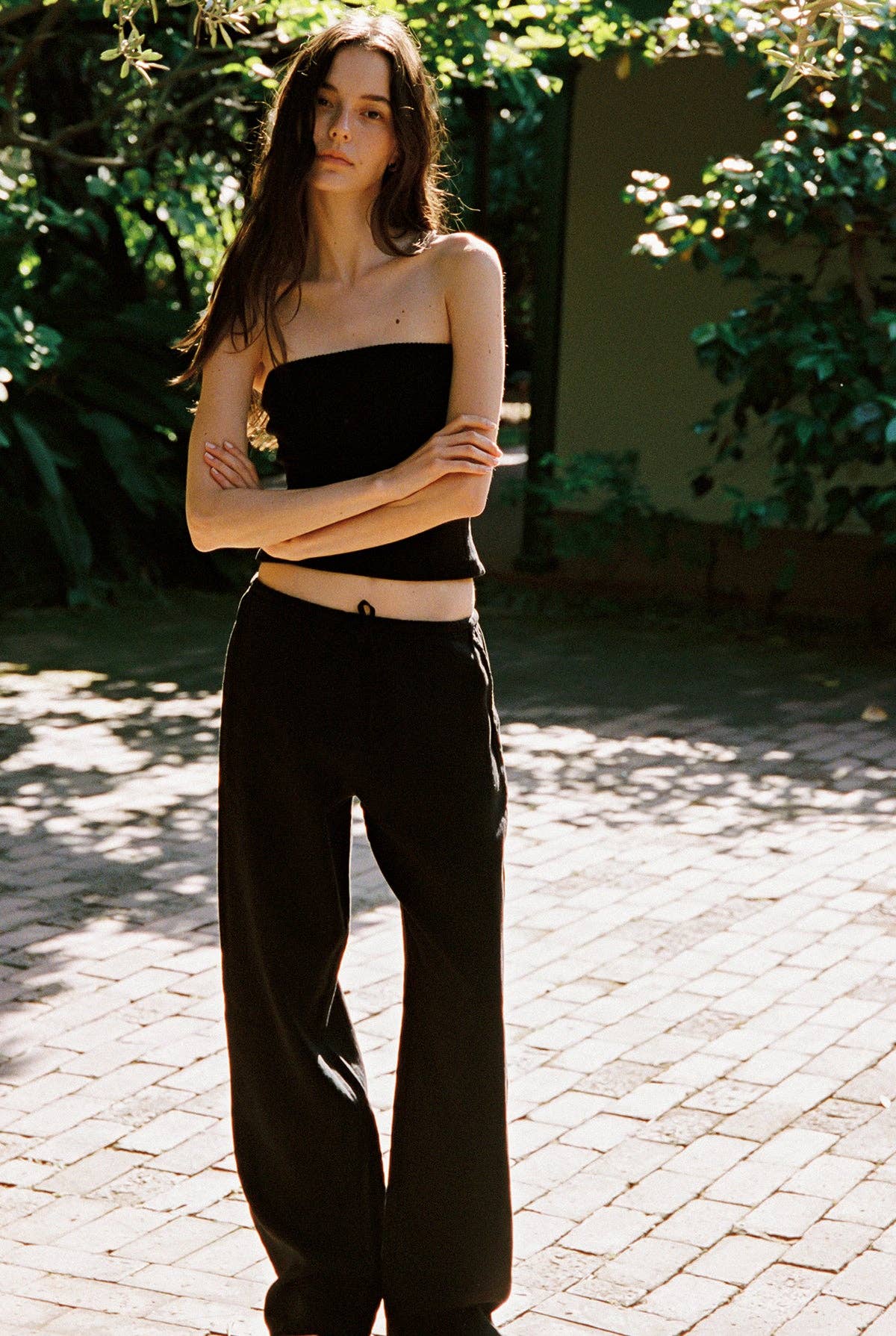 LA RELAXED - Pointelle Tube Top: Black / S - Hey Jude