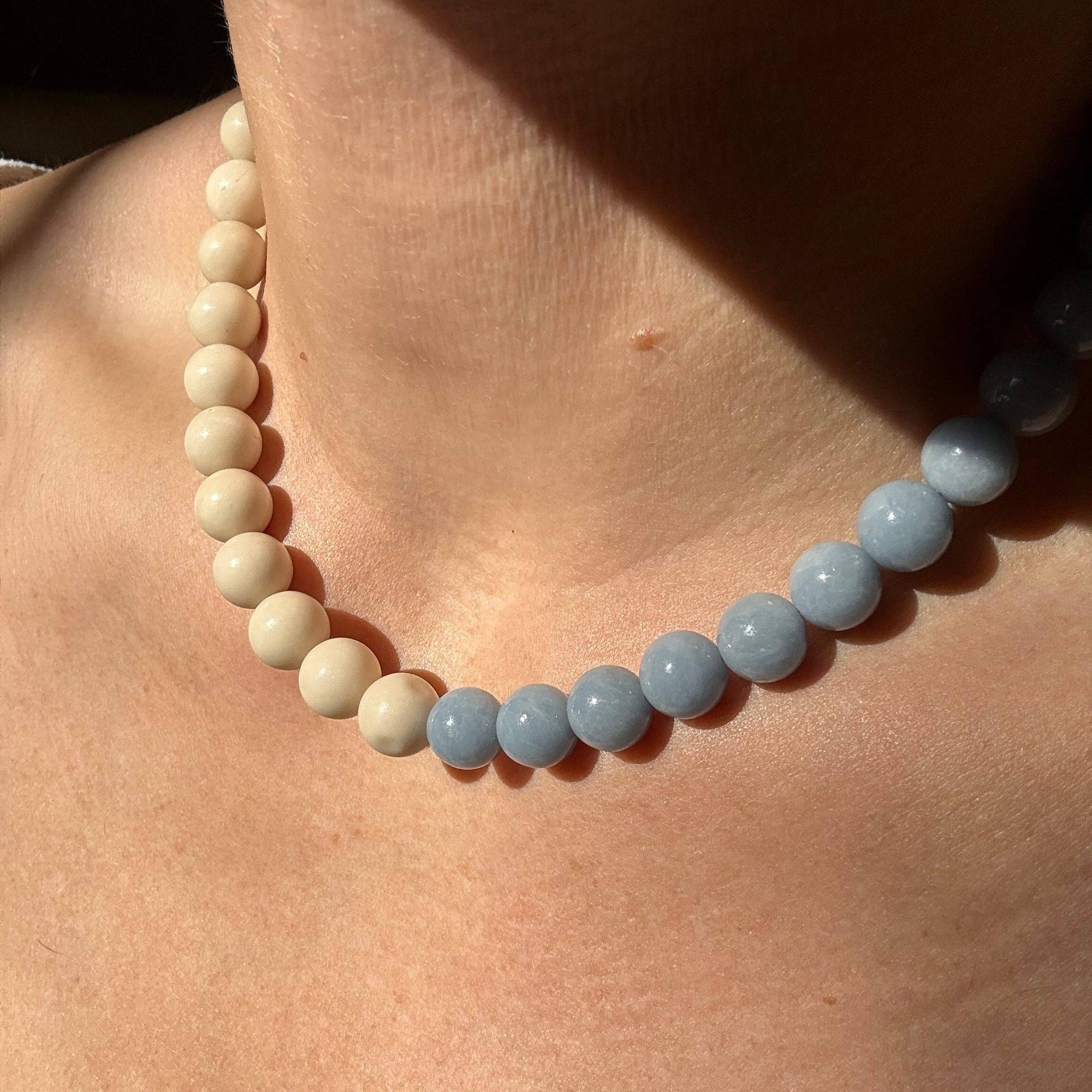 i said oui - Le Ciel Necklace — Angelite × Fossil Jasper - Hey Jude