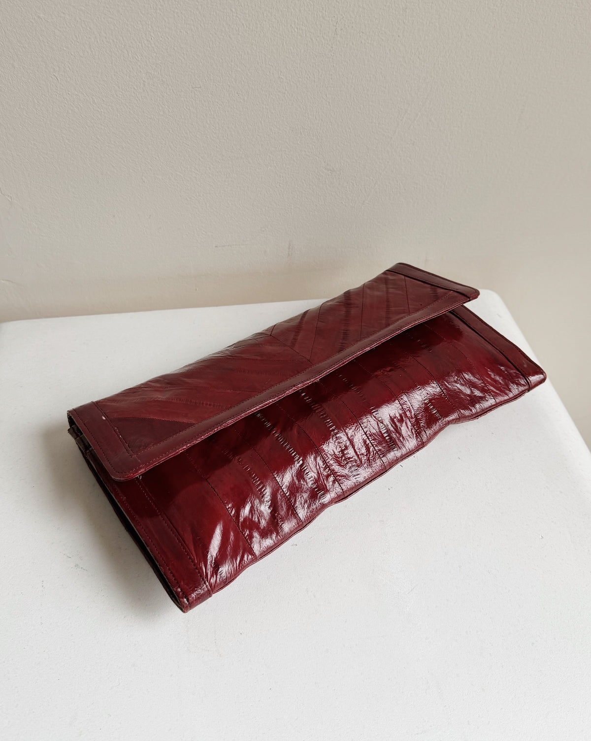 Oxblood Antique Eel Leather Clutch