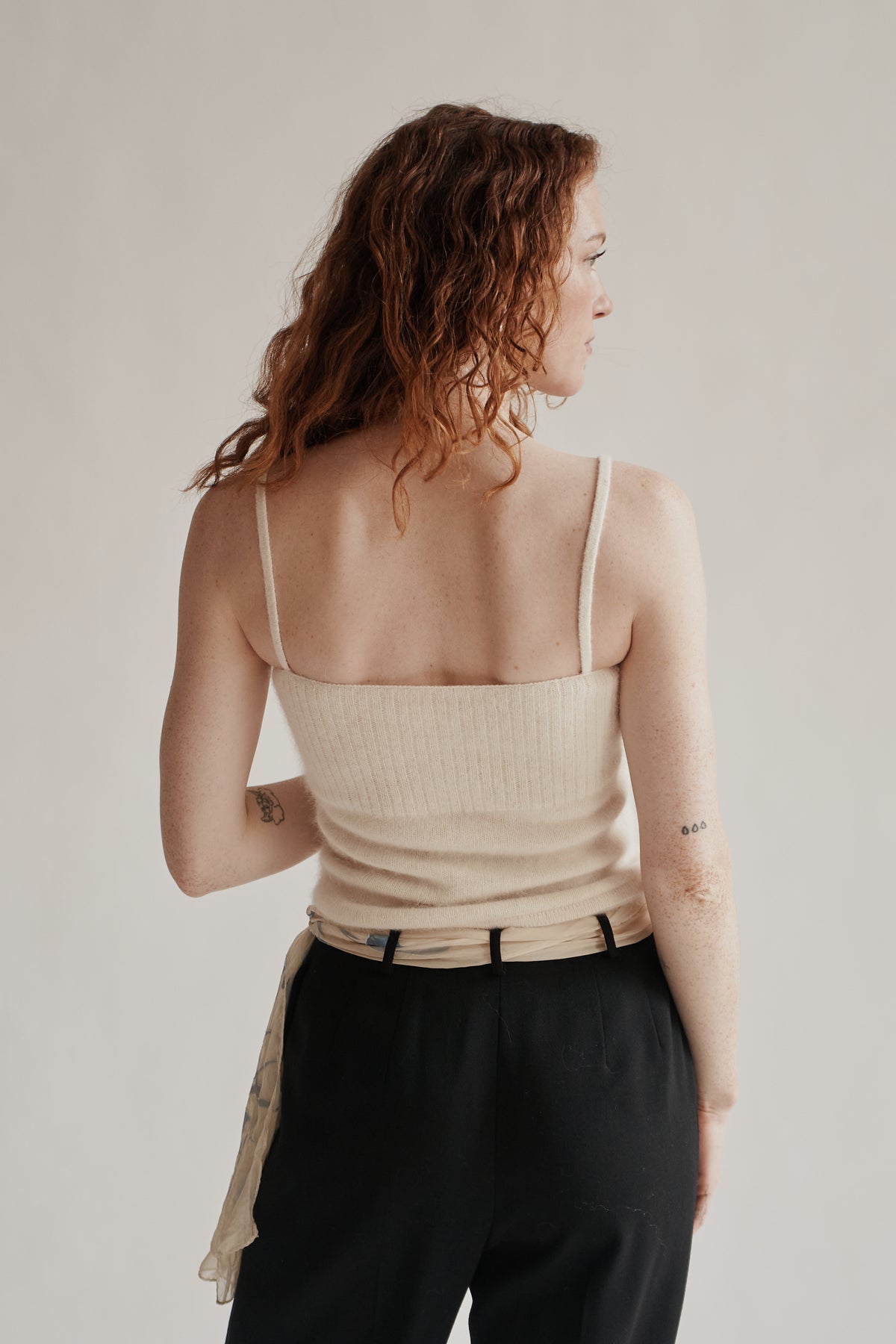 Ivory Angora Ribbed Tank