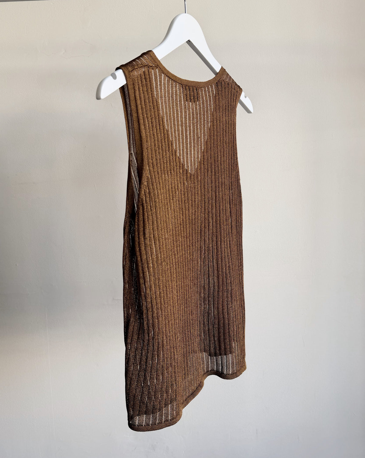 Rust Brown Ribbed V-Neck Knit