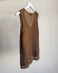 Rust Brown Ribbed V-Neck Knit