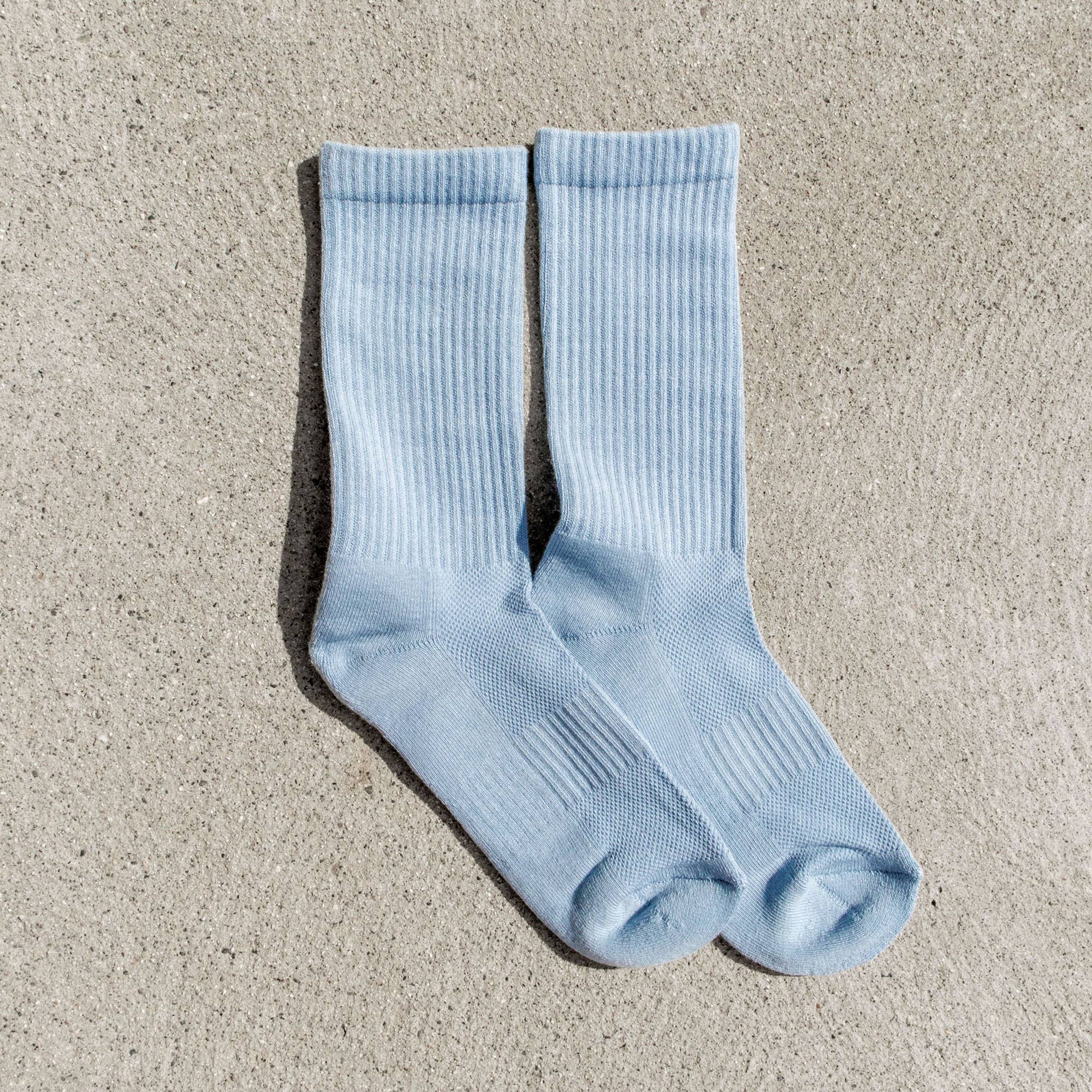 Bondoodle - Ribbed Sport Gym Crew Socks in Mist Blue - Hey Jude