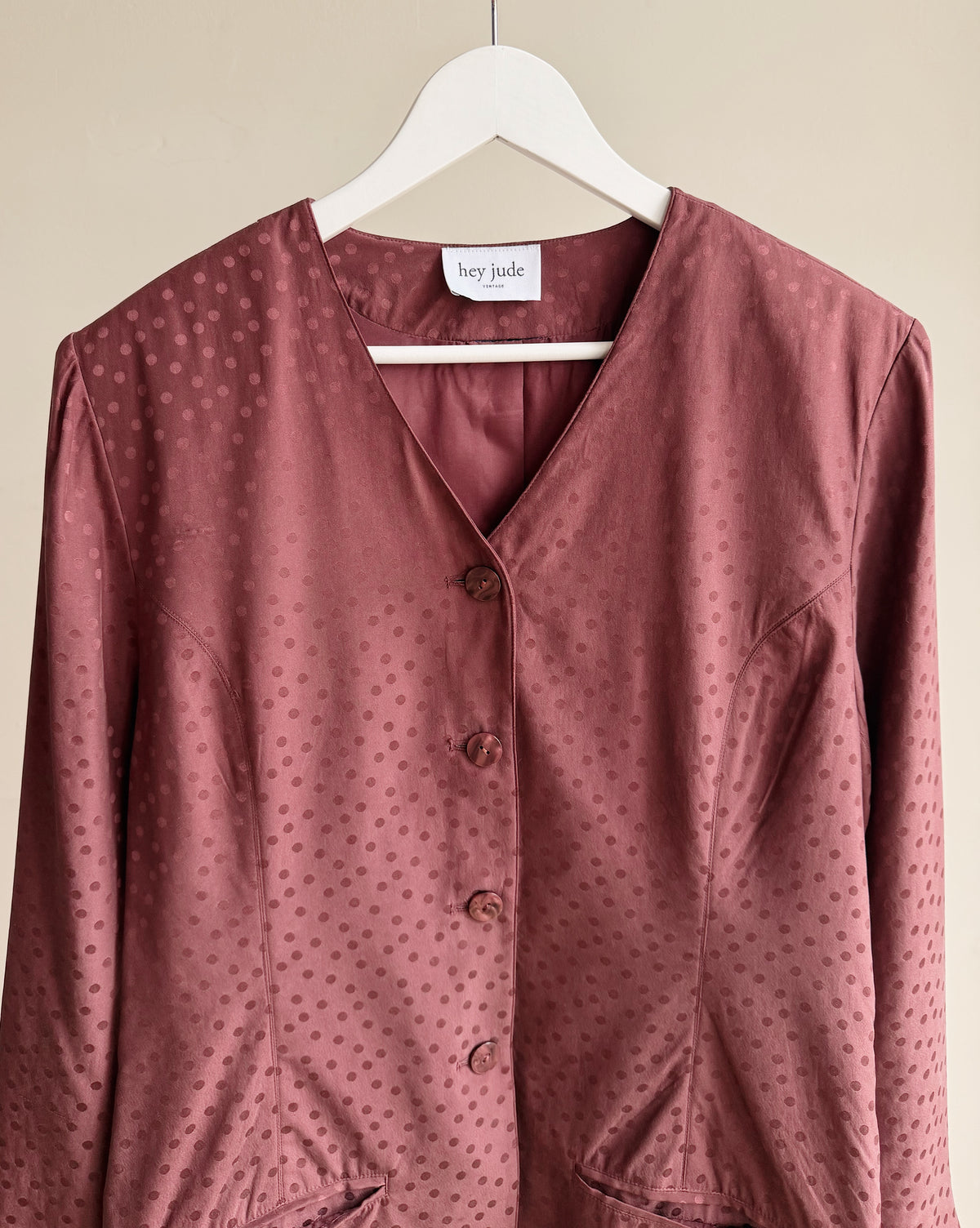 Mauve Silk Polka Dot Blazer - Hey Jude