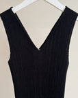 Black Pleated V-Neck Tube Dress