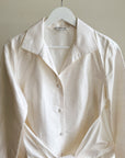 Pearl Iridescent Silk Tie Blouse