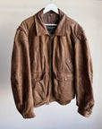 Chocolate Leather Bomber Jacket